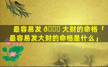 最容易发 🐎 大财的命格「最容易发大财的命格是什么」